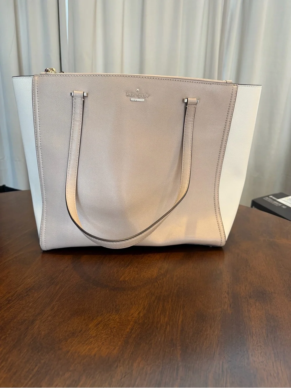 Kate Spade New York Leather Colorblock Zip Tote Purse, Lined